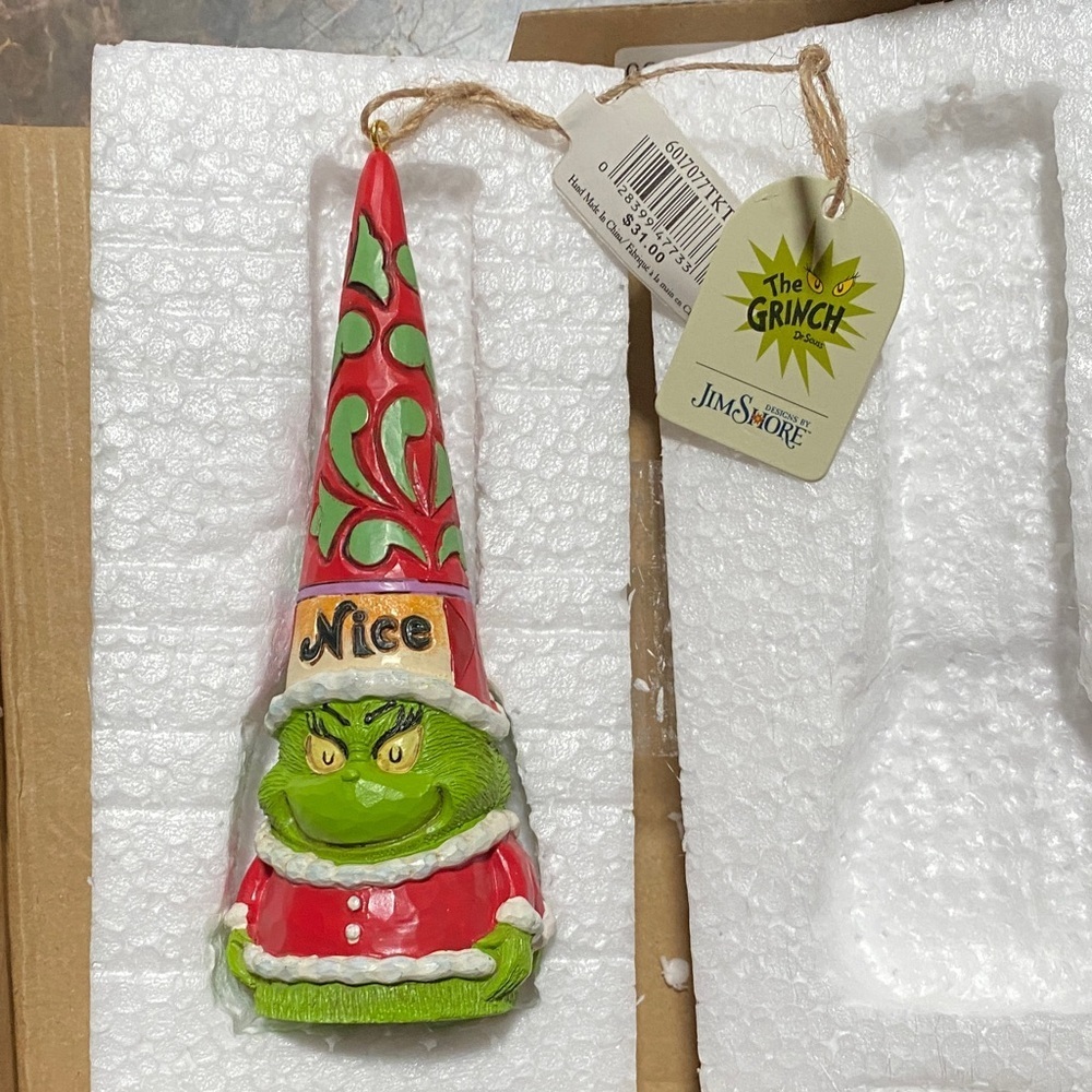 Jim Shore Grinch Ornament - Red and Green 2 sides naughty and nice!